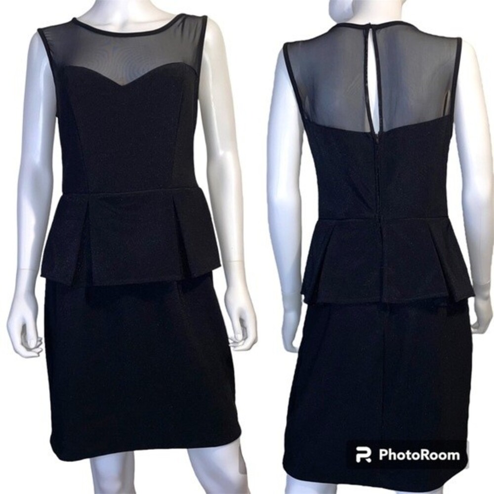 Bisou Bisou Sleeveless Peplum Waist Sweetheart Neckline Black Dress Size 10